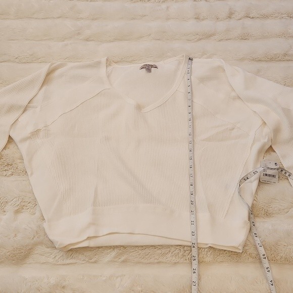 Free People Santa Clara Thermal Shirt Top Long Sleeve White size XS new w… - Picture 14 of 16